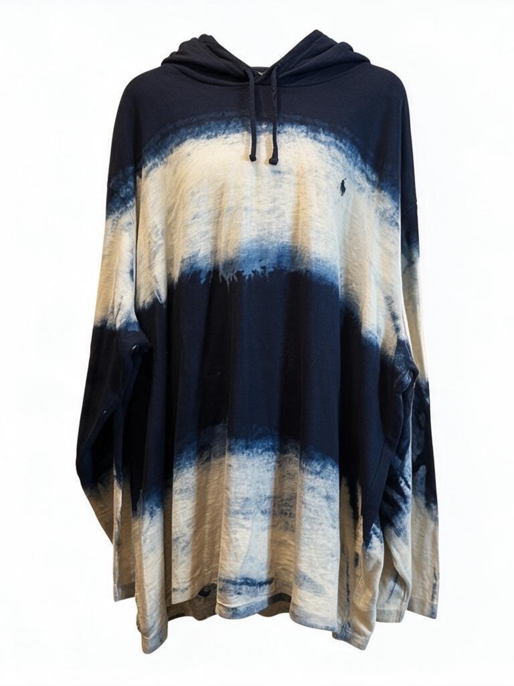 Polo by Ralph Lauren Navy and Cream Tie-Dye Crewneck Hoodie